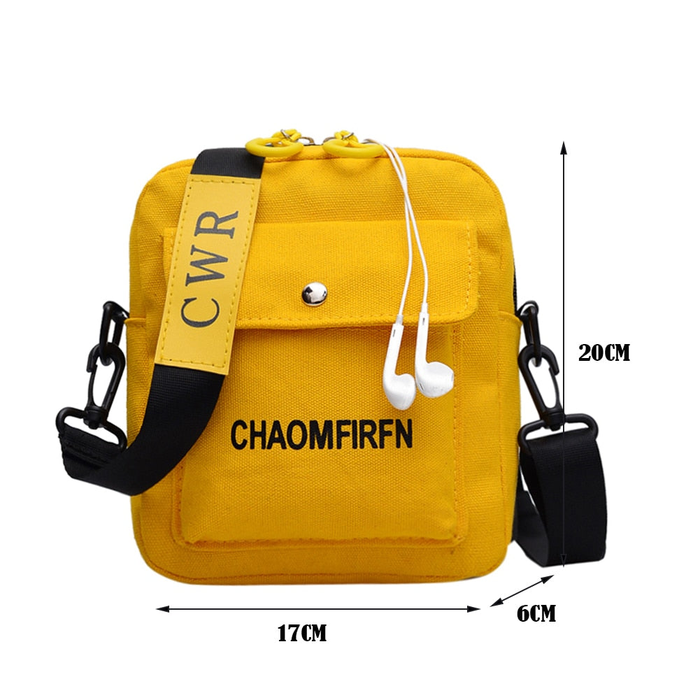 Fashion Women Canvas Solid Color Zipper Small Crossbody Pouch