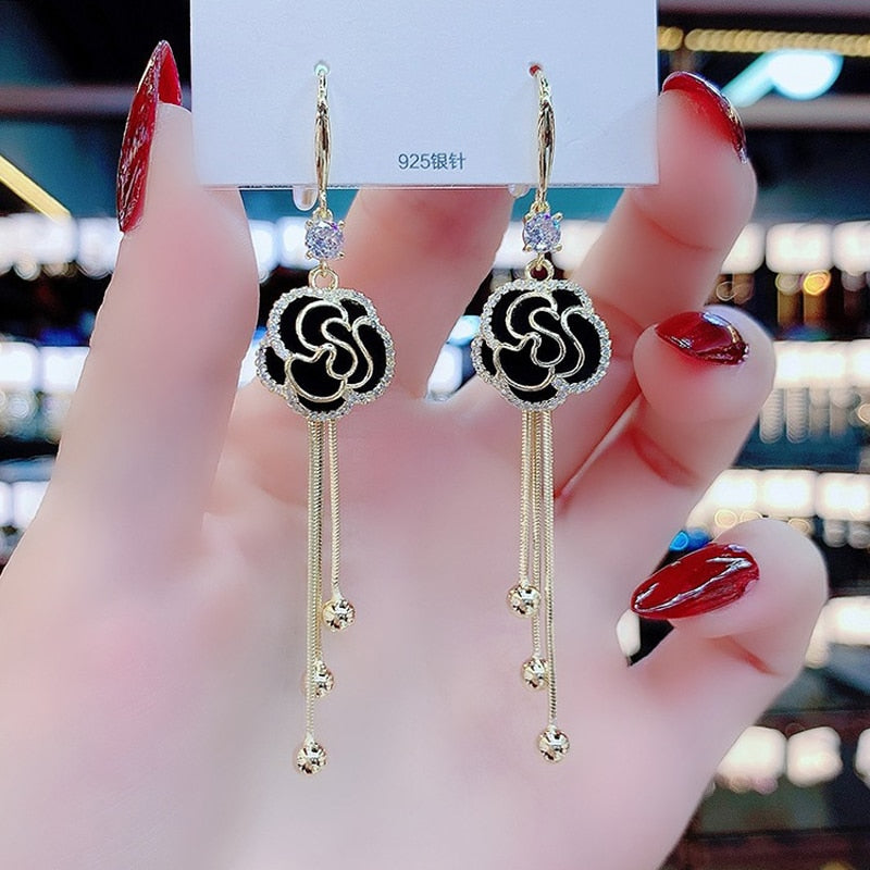 South Korea new flower tassel long earring