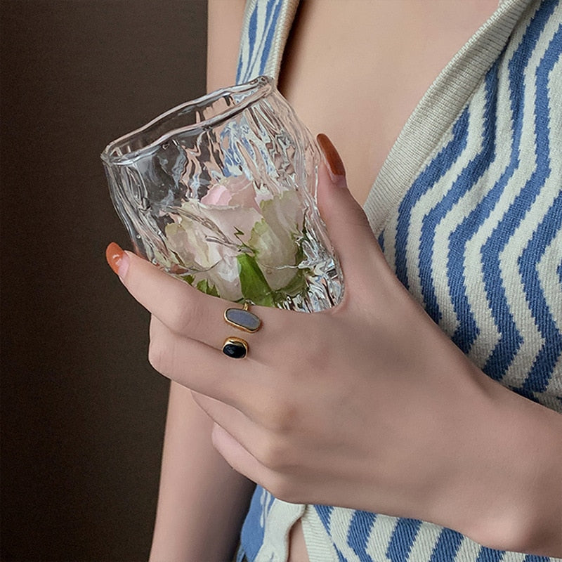 LATS French Retro Drop Glaze Gold Color Open Ring