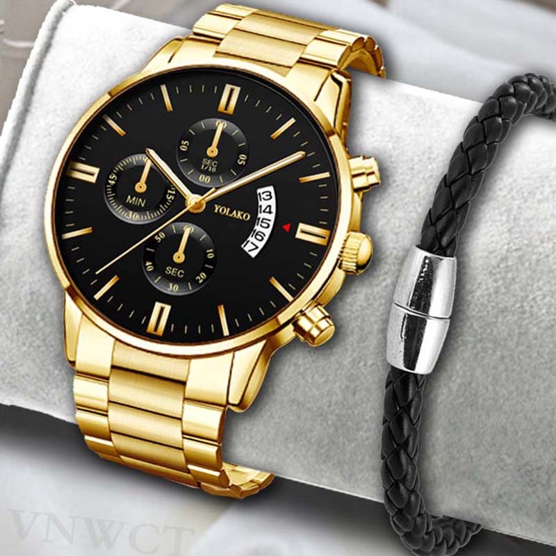 Luxury Calendar Quartz Stainless Steel Watch