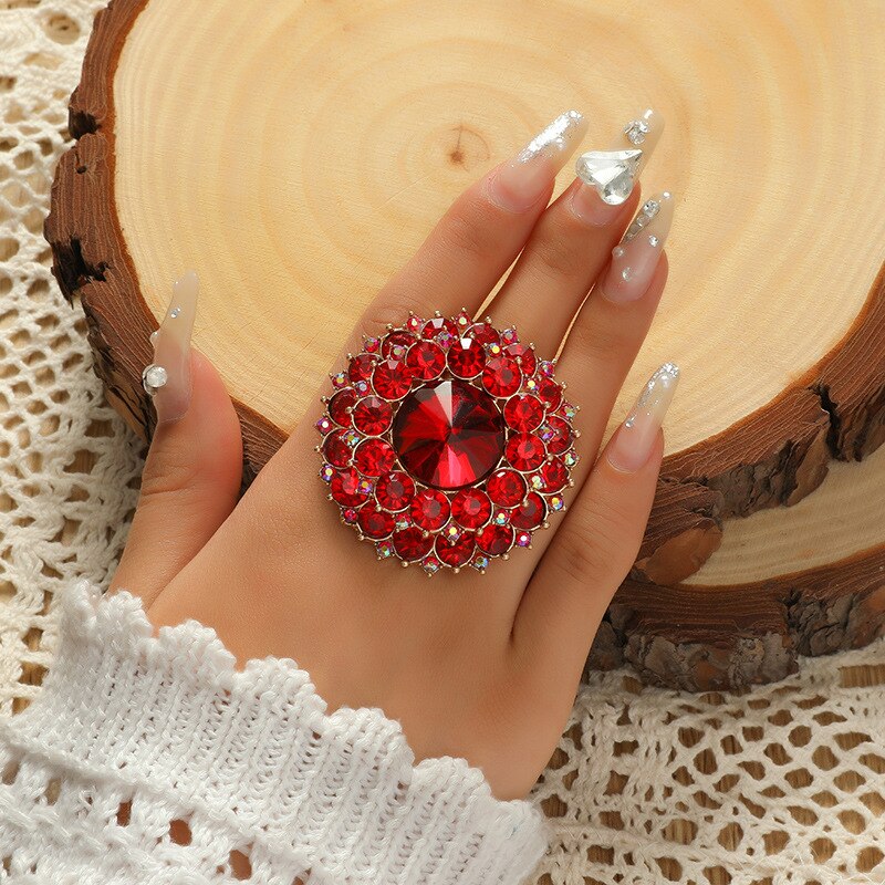 New Unique Boho Crystal Stone Big Round Ring