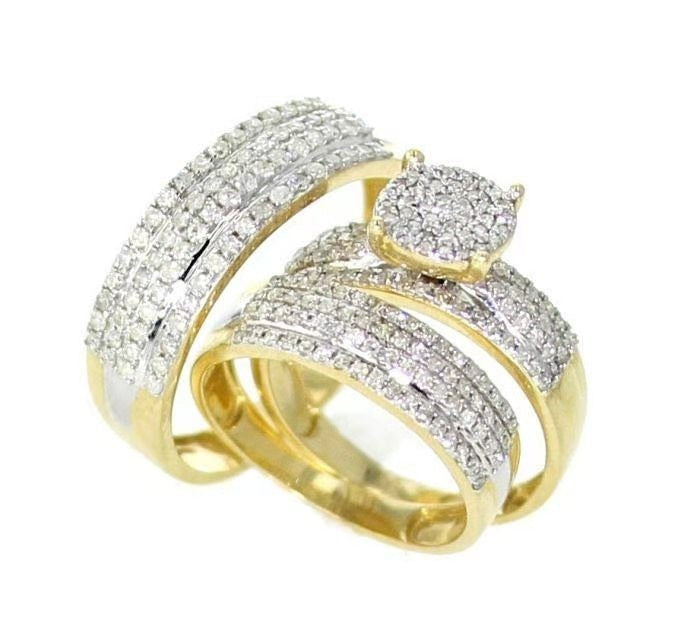 3 pcs/set Fashion Colorful Zircon Inlaid Hollow Metal Ring