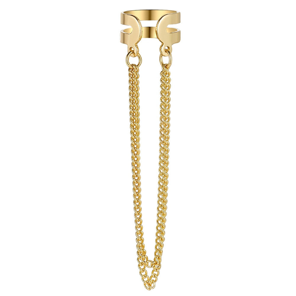 JWER New Long Tassel Ear Cuff Multilayer No Piercing