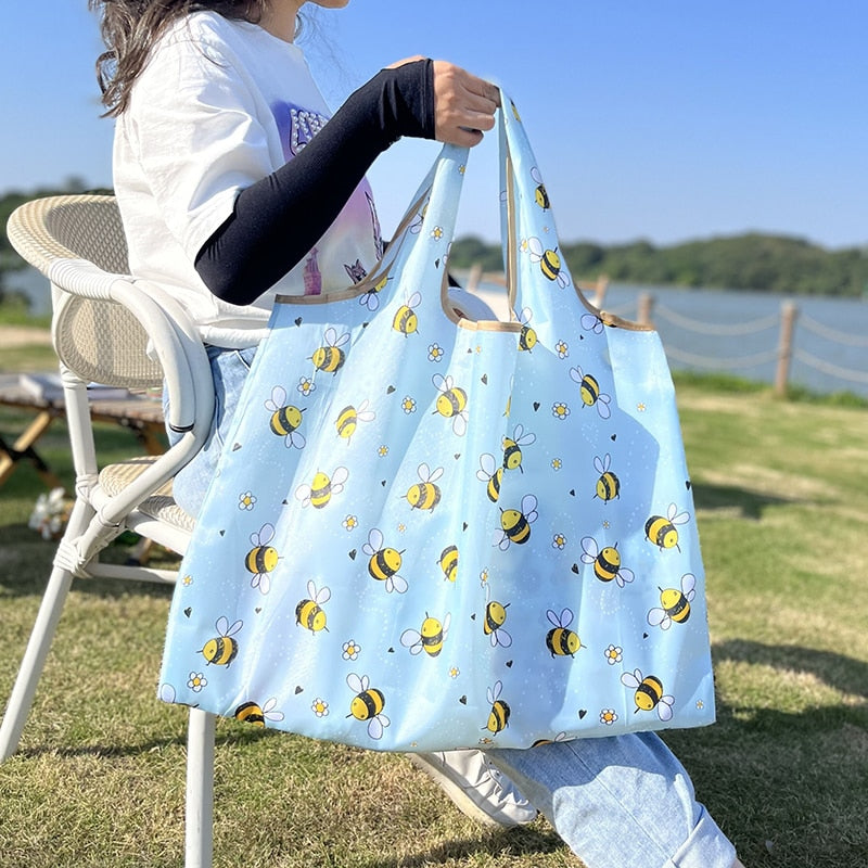 Reusable Large Cartoon Folding Washable Shopping Bag
