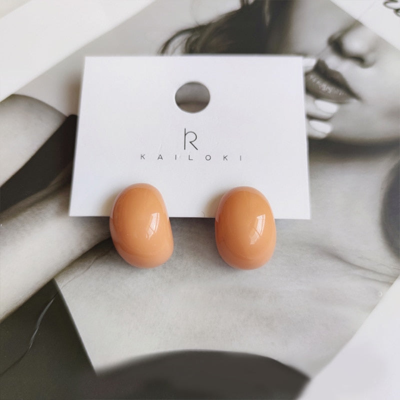 Korean style candy colors C-shaped earrings