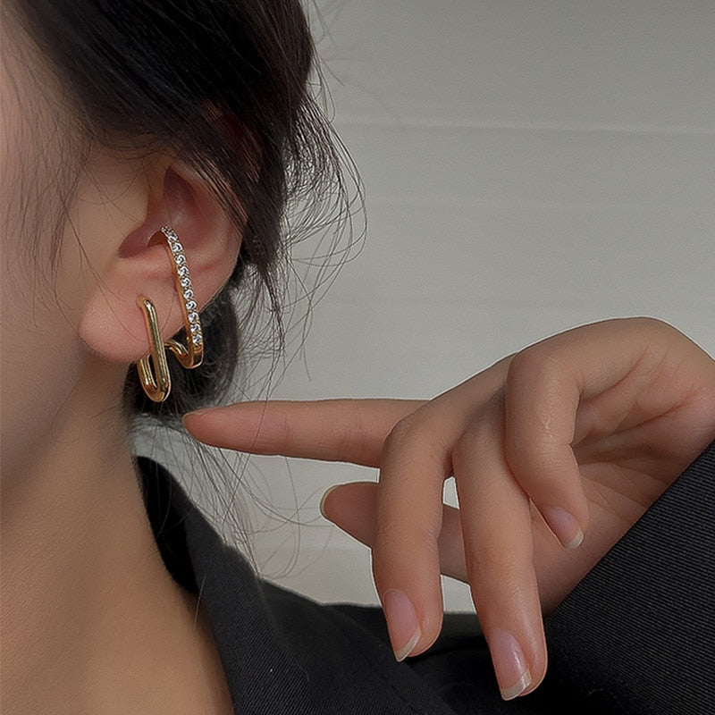 LATS Irregular U-shaped Gold Color Earrings