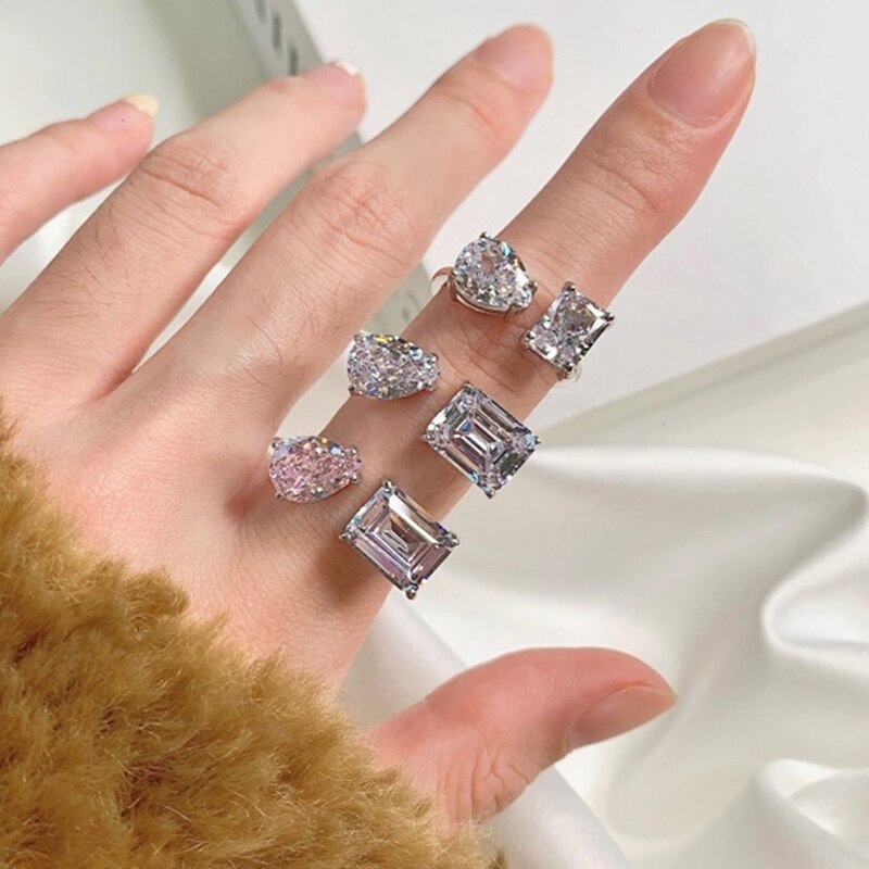 Trendy Water Drop Zircon Stone Adjustable Ring