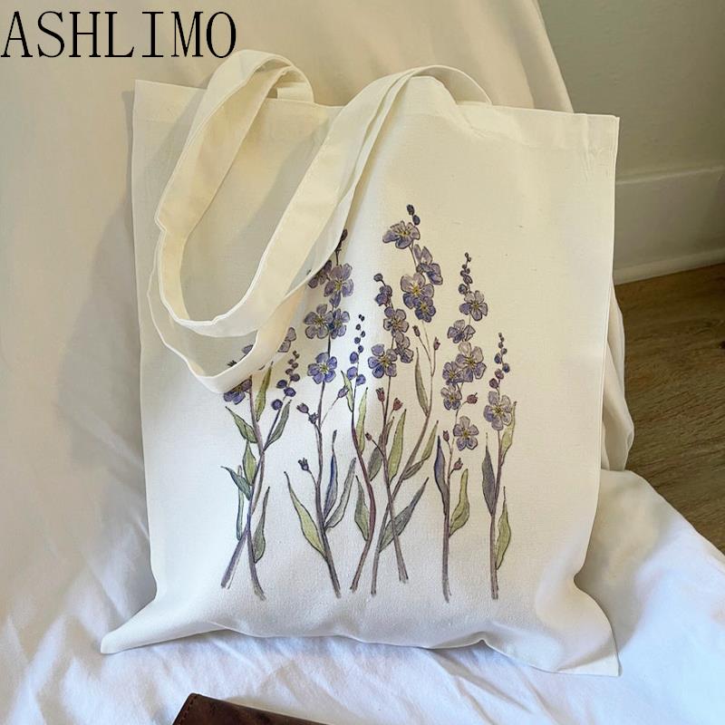 Floral Canvas Reusable Tote Bag