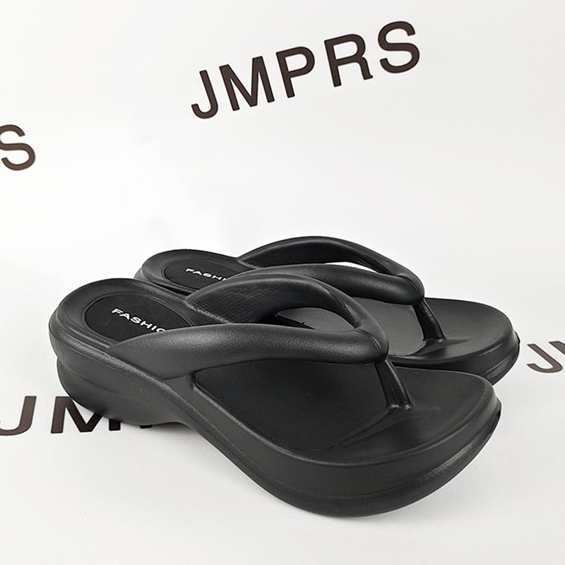 JMPRS Thick Sole Wedges Flip Flops