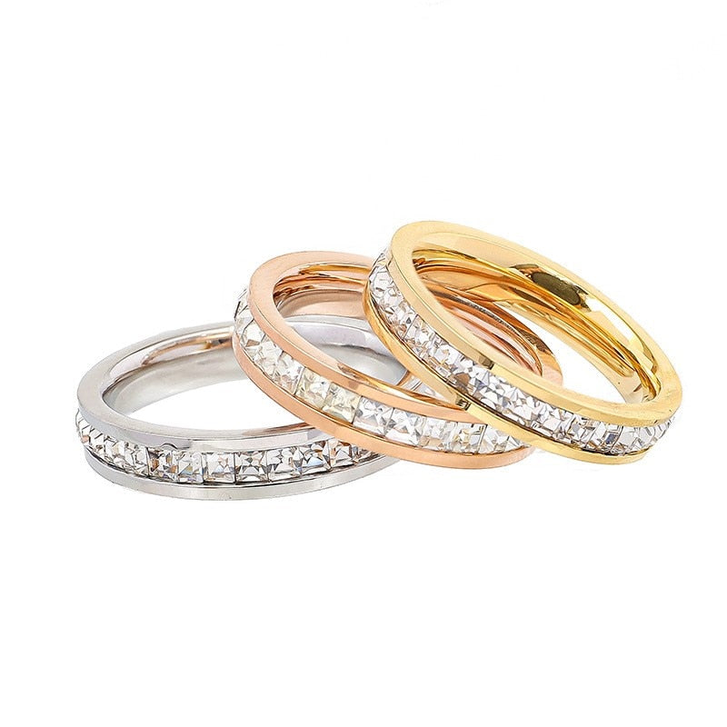 Stainless Steel Stackable CZ Eternity Ring