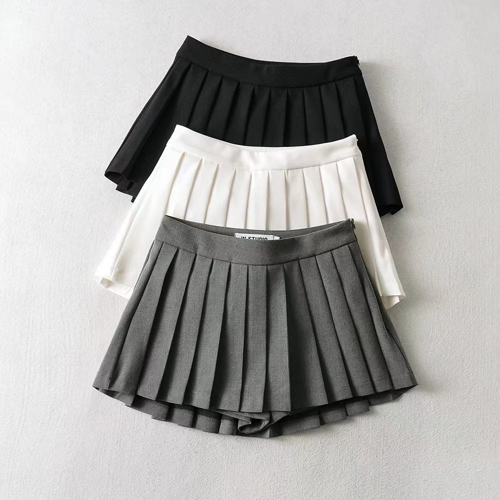 Korean Vintage Pleated High Waist Skirt