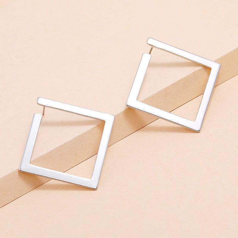 Korean Geometry Metal Earrings For women