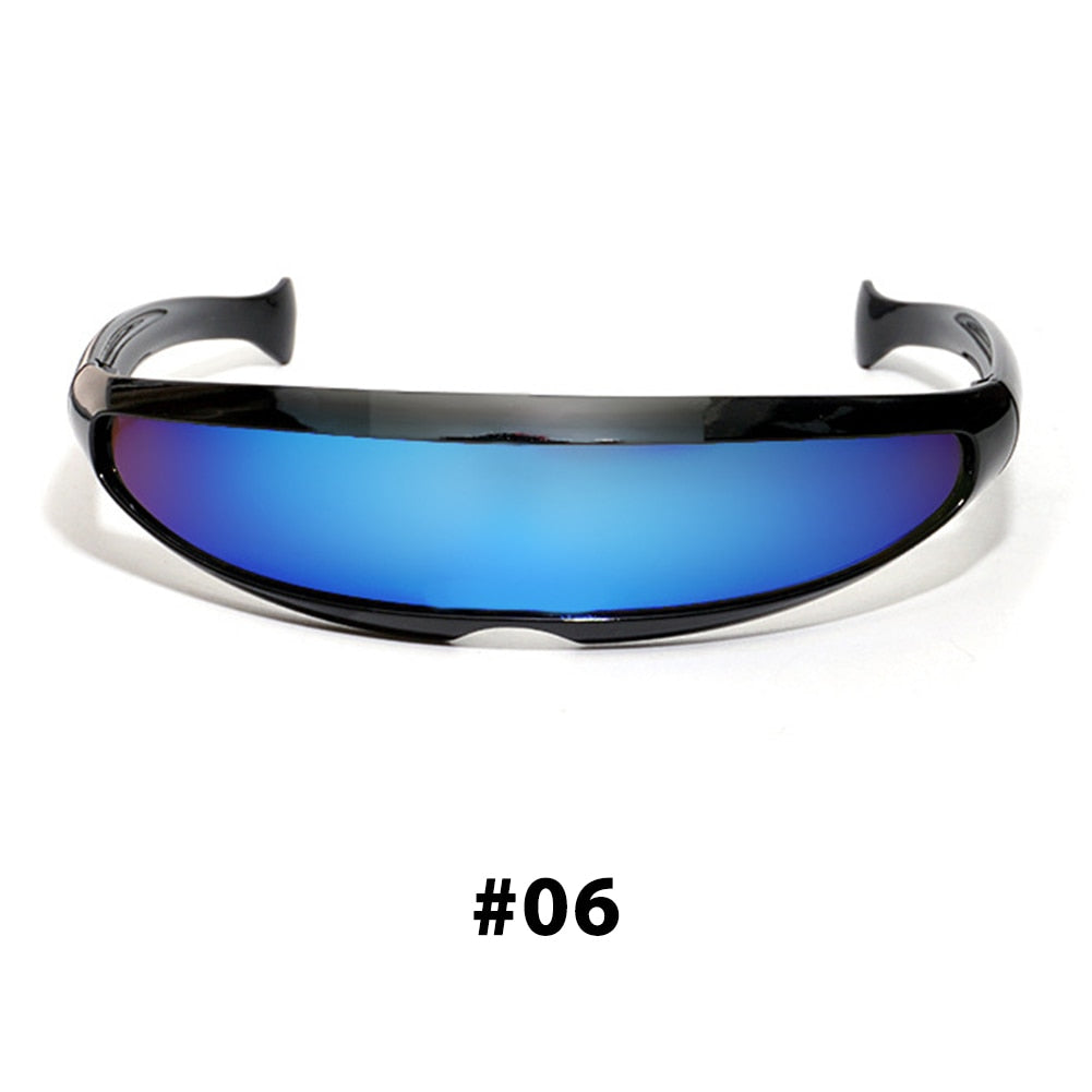 Futuristic Narrow Cyclops Visor Sunglasses Laser Eyeglasses UV400 Personality Mirrored Lens