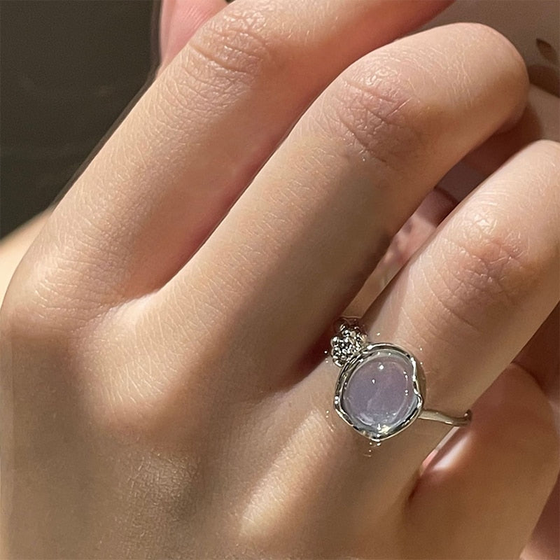 Korean Crystal Opal Irregular Zircon Star Ring
