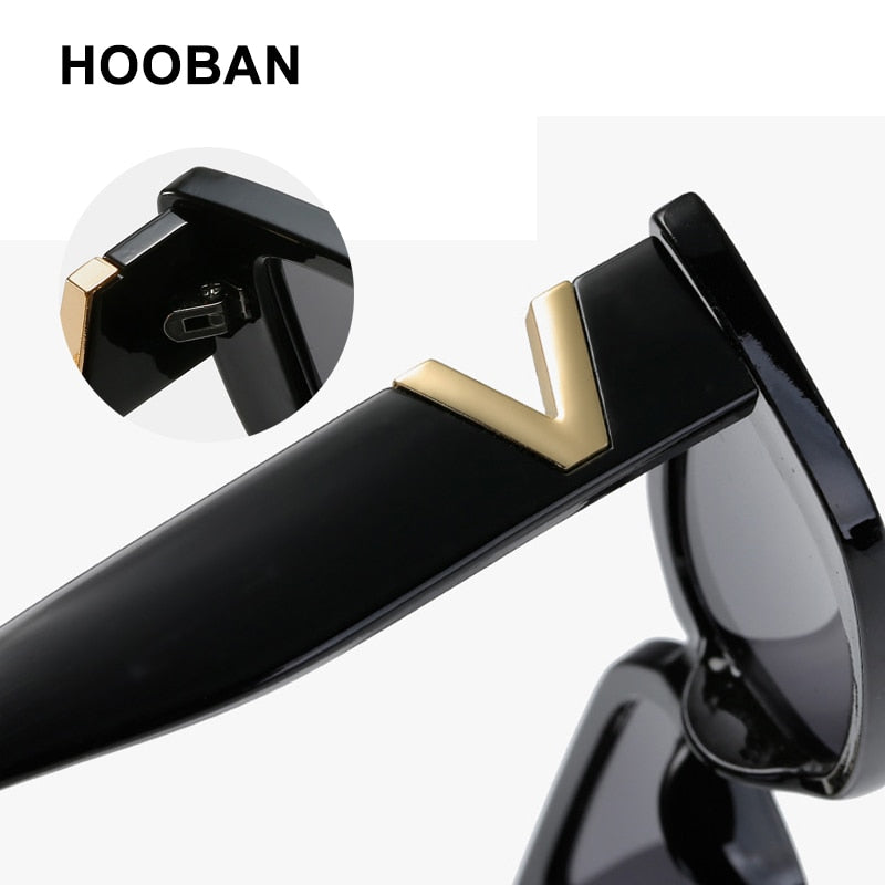HOOBAN Luxury Fashion Cat Eye Classic Rectangle Sunglasses
