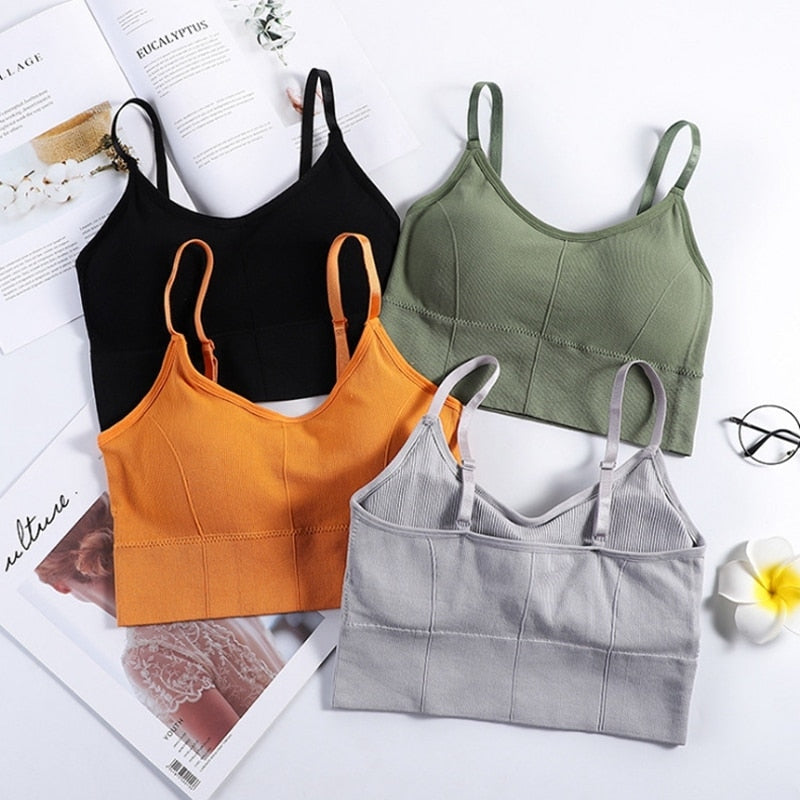 Backless Sportswear Woman Gym Sports Bra Seamless Womens Underwear Adjustable Shoulder Strap Inner Padded Yoga Vest Bralette
