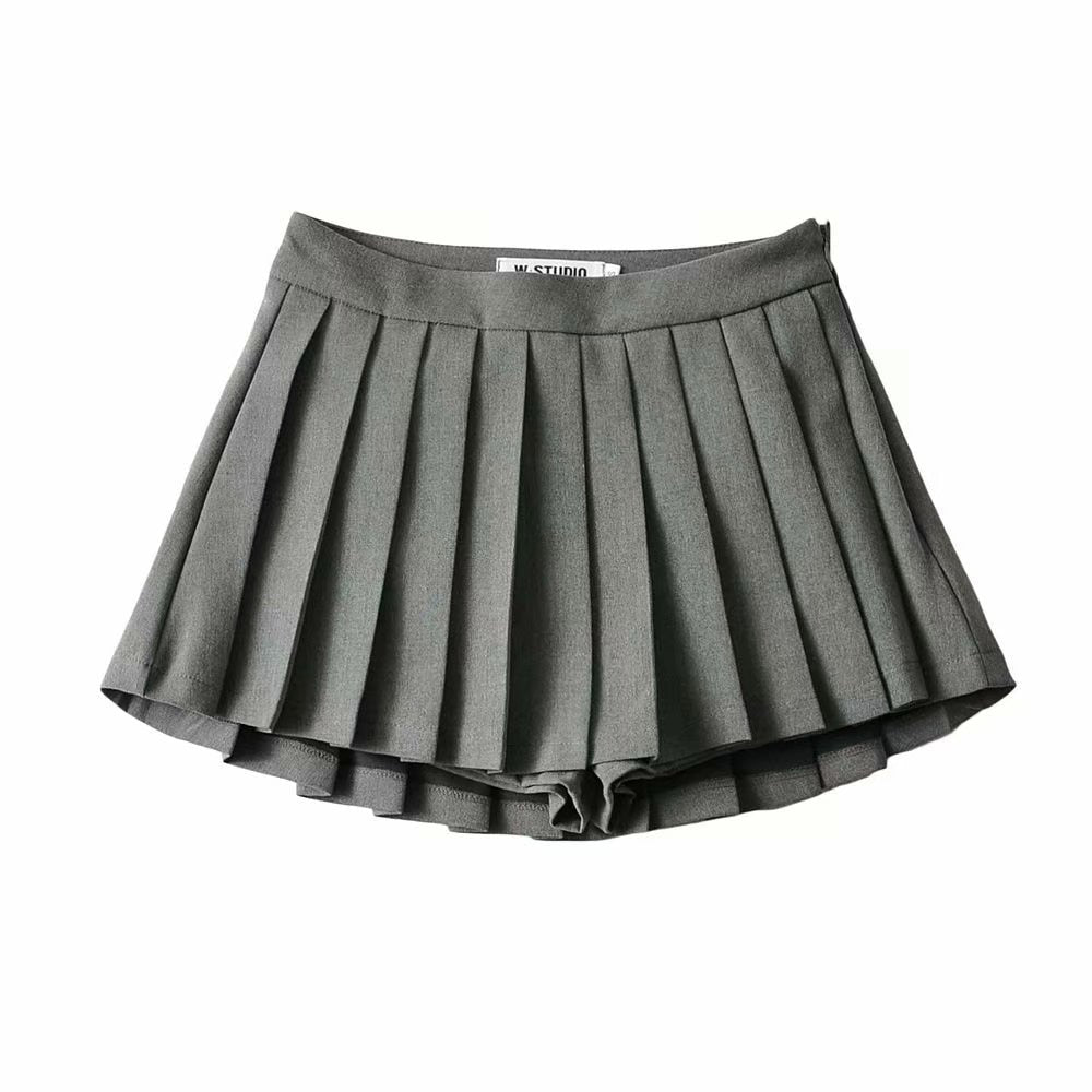 Korean Vintage Pleated High Waist Skirt