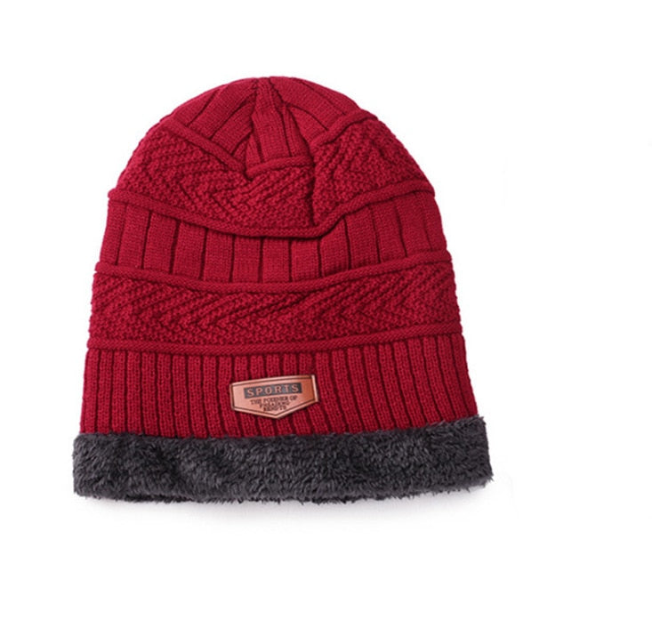 Thick Wool Neck Scarf Cap Balaclava Mask Bonnet Hats Set Unisex