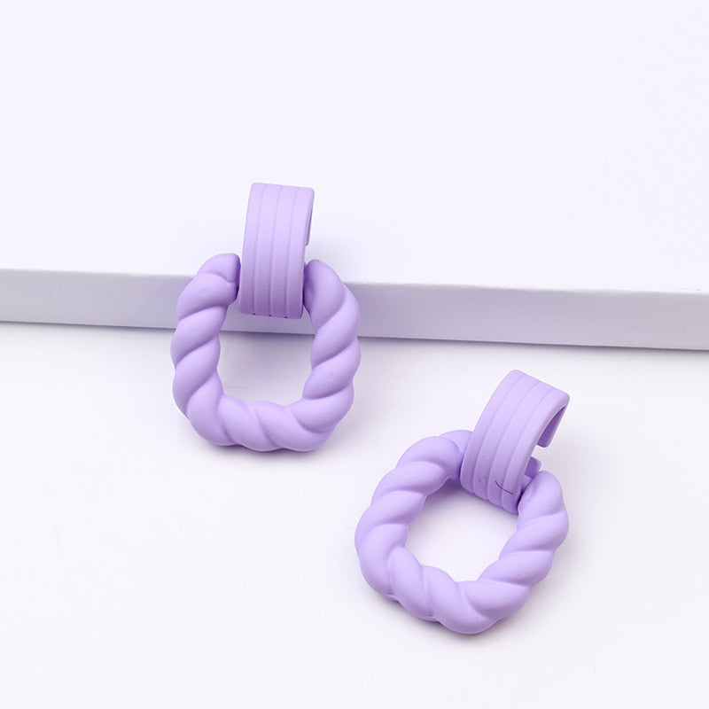Korean style candy colors C-shaped earrings