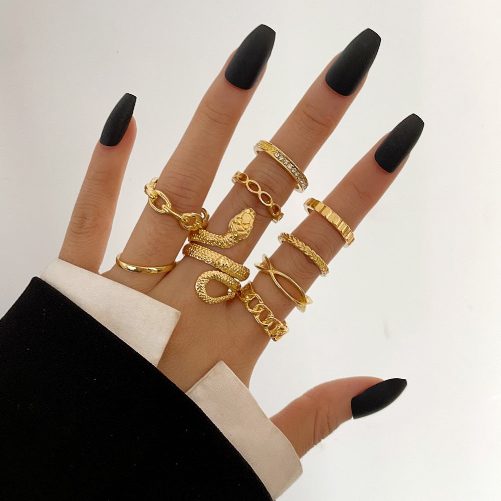 Vintage Geometric Retro Multi Knuckle Joint Finger Ring