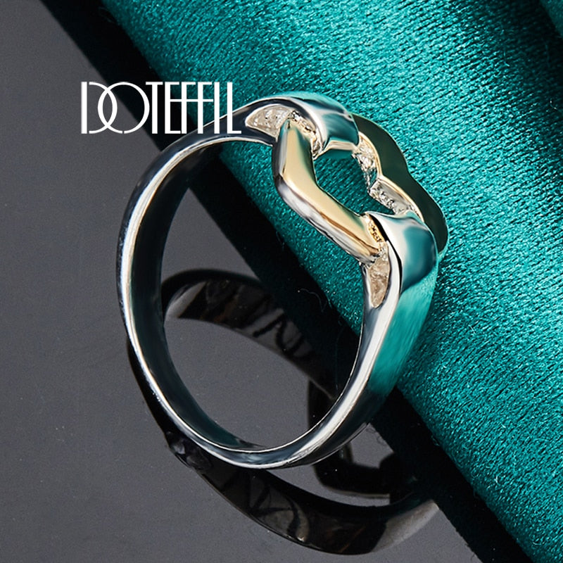 DOTEFFIL 925 Sterling Silver Gold Heart Ring