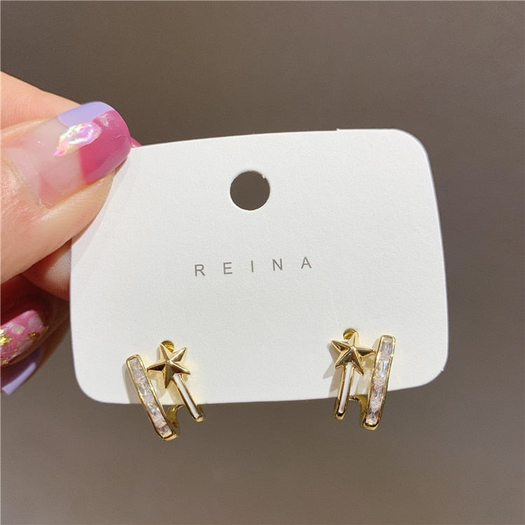 Fashion Metal Flower Pearl Cute Elegant Earrings