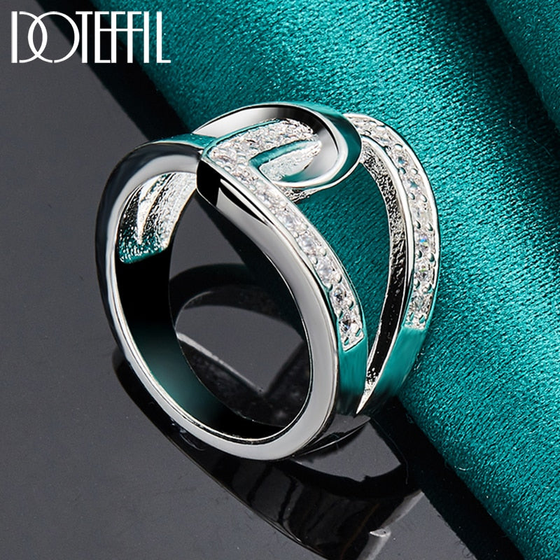 DOTEFFIL 925 Sterling Silver Geometry AAAAA Zircon Ring