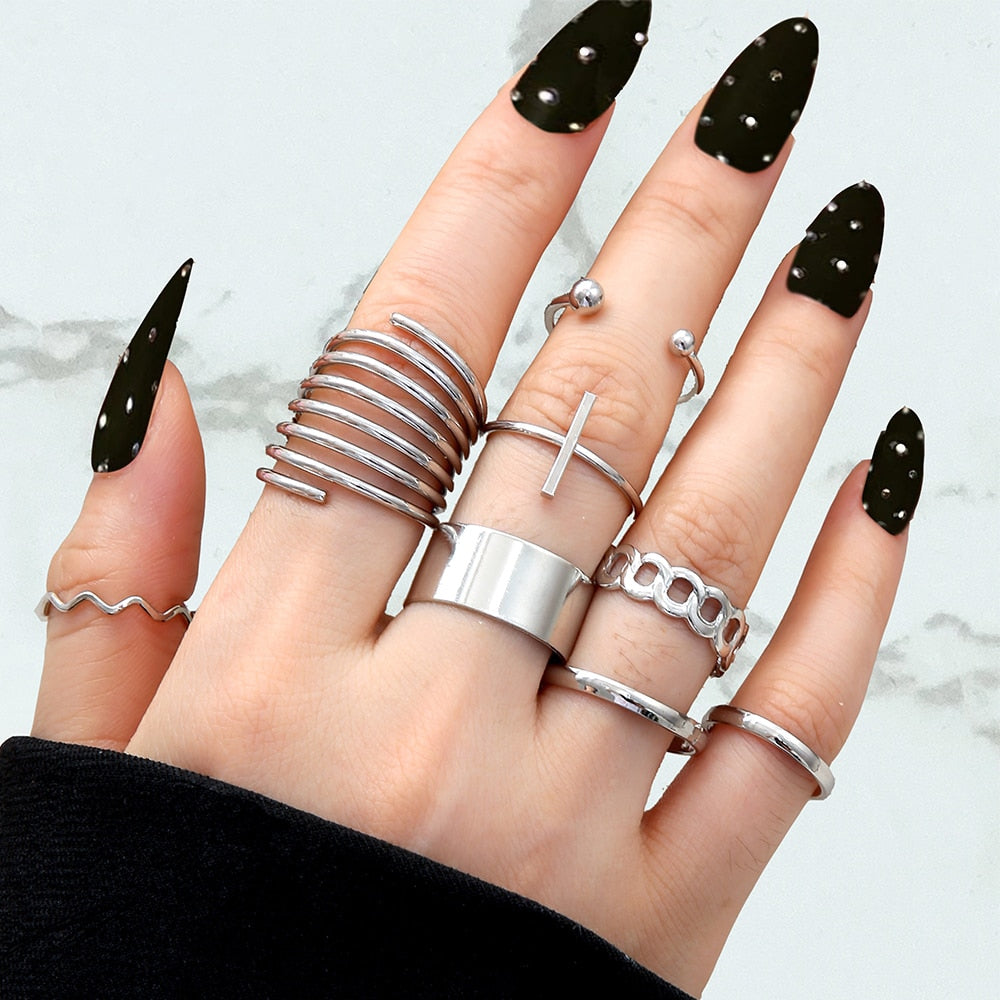 Vintage Geometric Retro Multi Knuckle Joint Finger Ring
