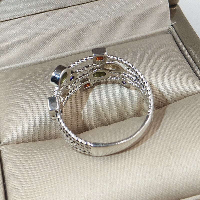 Hollow Silver Color Ring