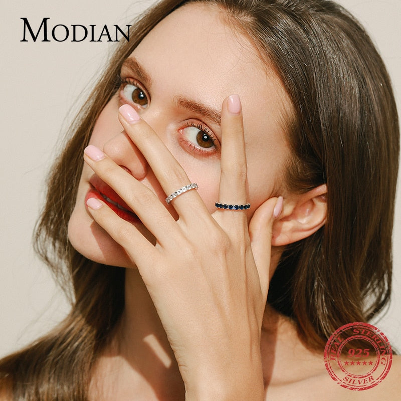 MODIAN Luxury Sparkling Blue Cubic Zirconia Ring