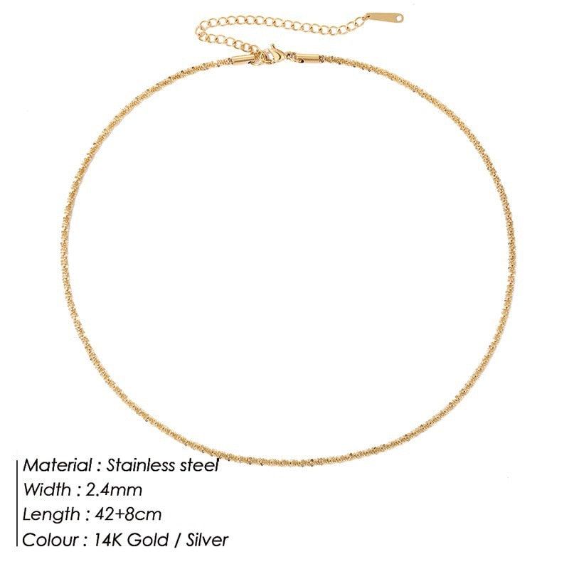 JUJIE 2MM/3MM/4MM/5MM Stainless Steel Snake Chain Necklace