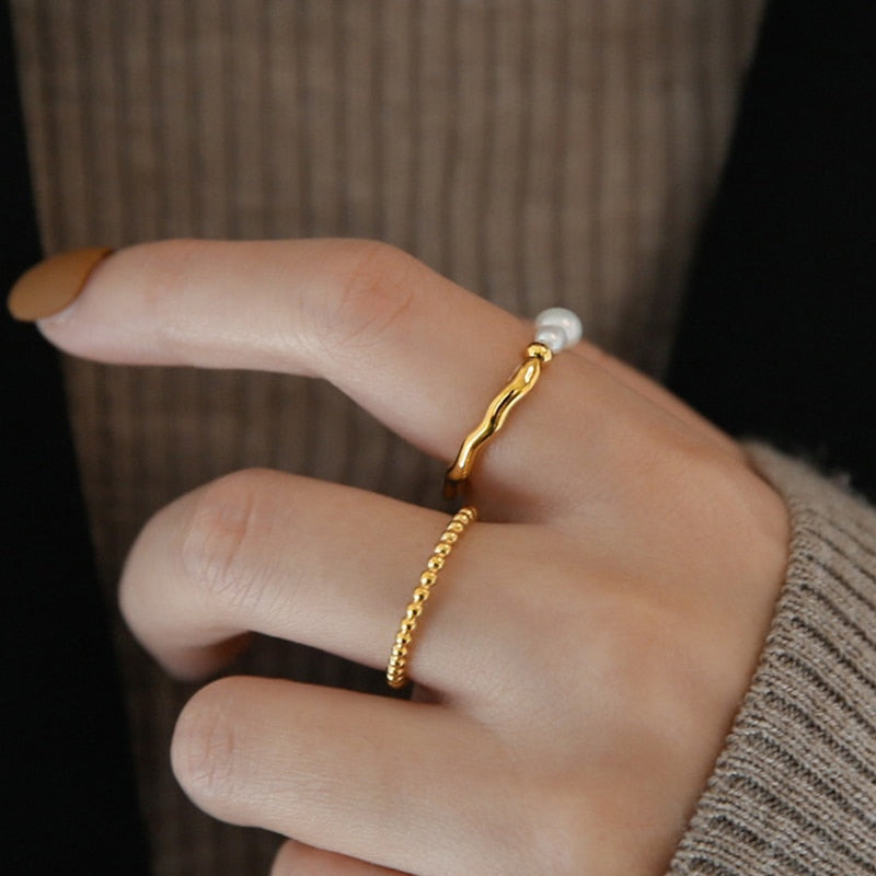 High-quality Natural Pearls Elastic Fine Beads Tail Index Ring