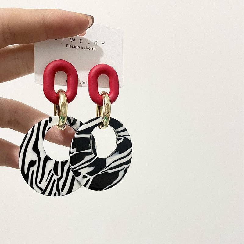 Zebra Pattern Acrylic Earrings