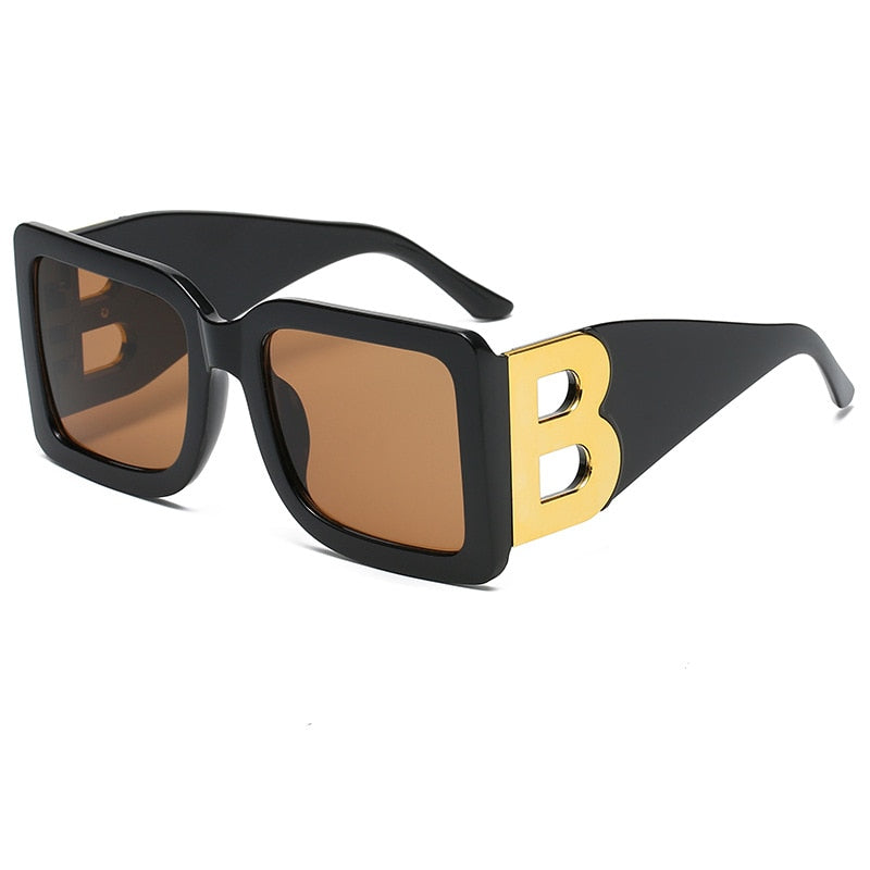 Retro Black Gradient Imwete Oversized Square Sunglasses