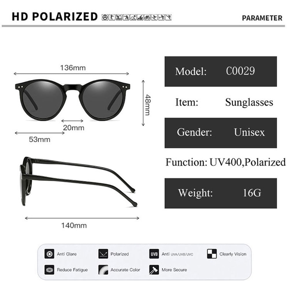 2023 Polarized UV400 Retro Round Sun Glasses