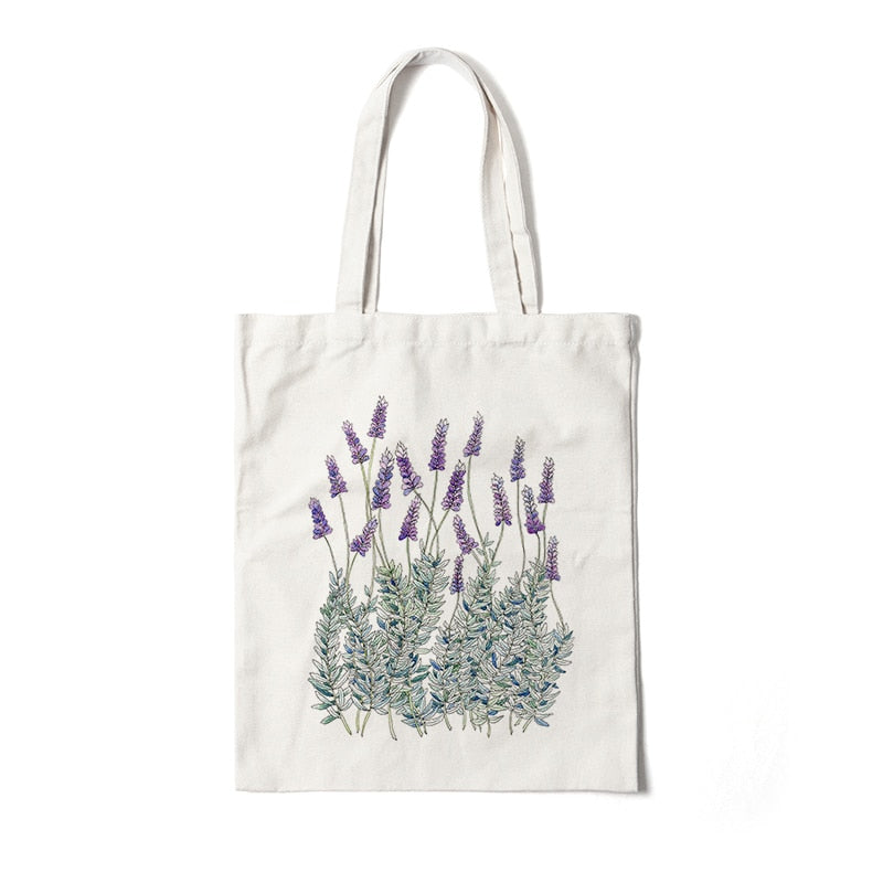 Floral Canvas Reusable Tote Bag