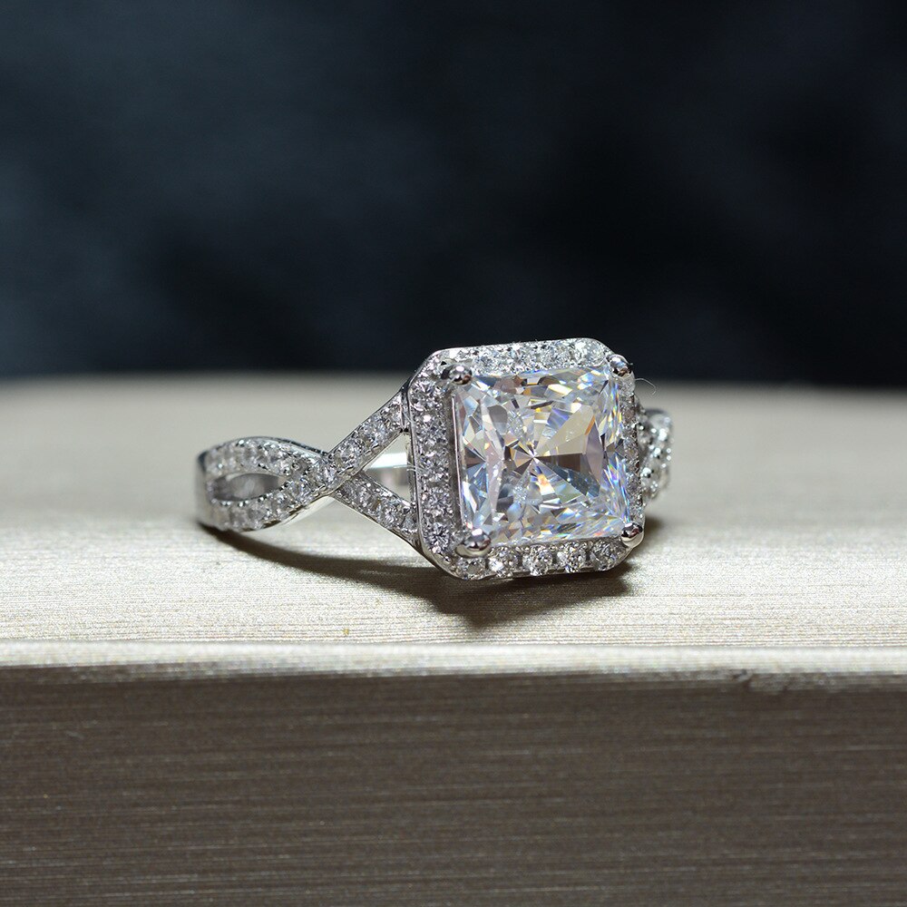 Classic Design Dazzling Square Zircon Ring