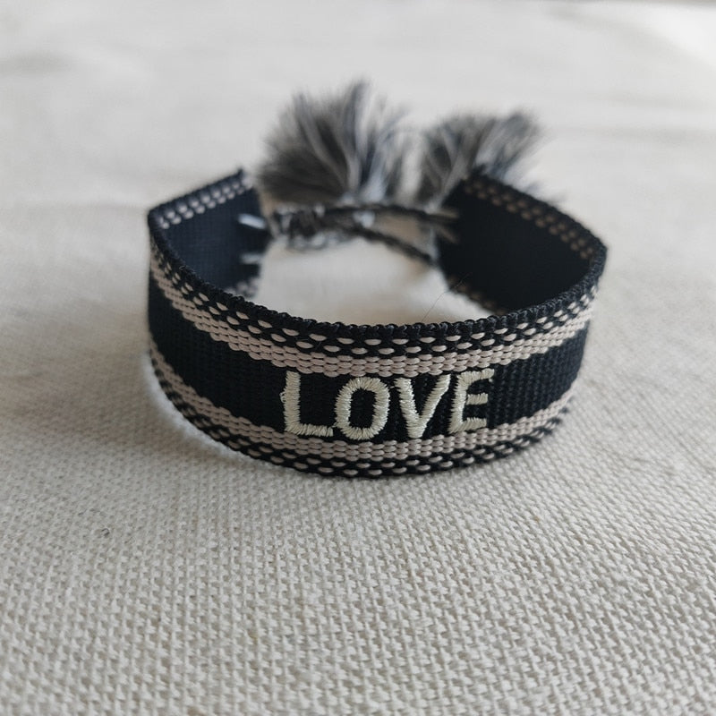 Bohemia Embroidery Letters Woven Tassel Bracele