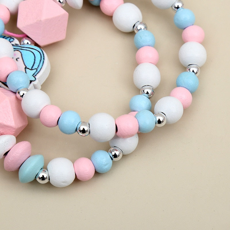 2pcs/Set Fashion Natural Wood Beads Necklace Bracelet