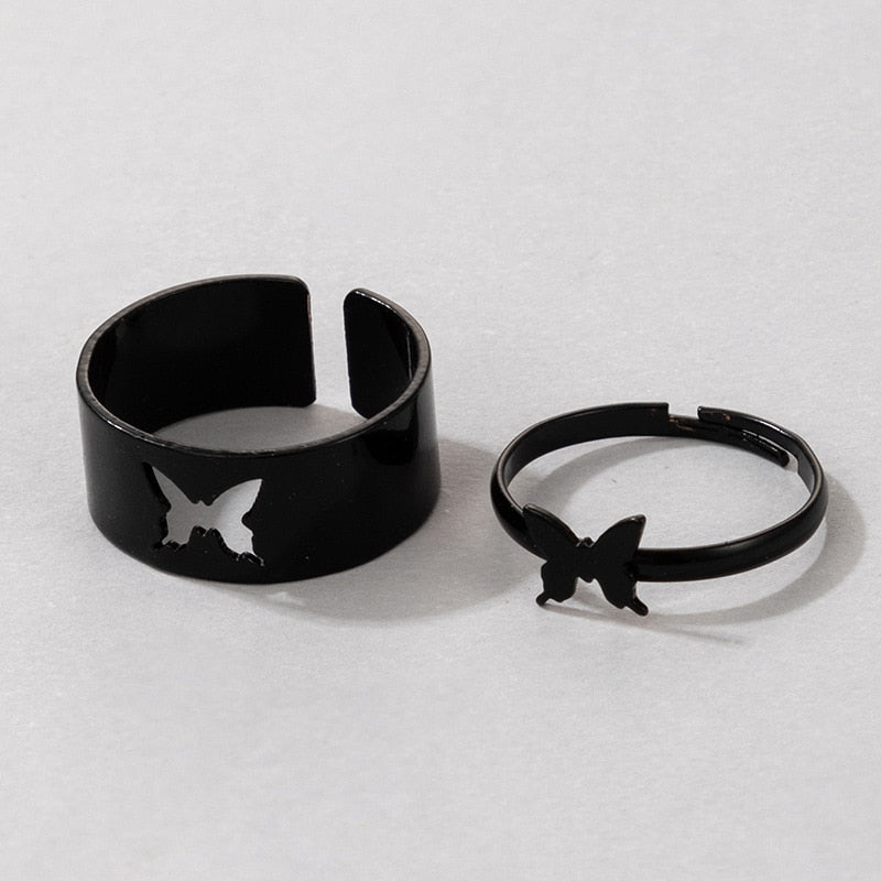 Vintage Simple Animal Butterlfly Star Moon Heart Open Rings For Women