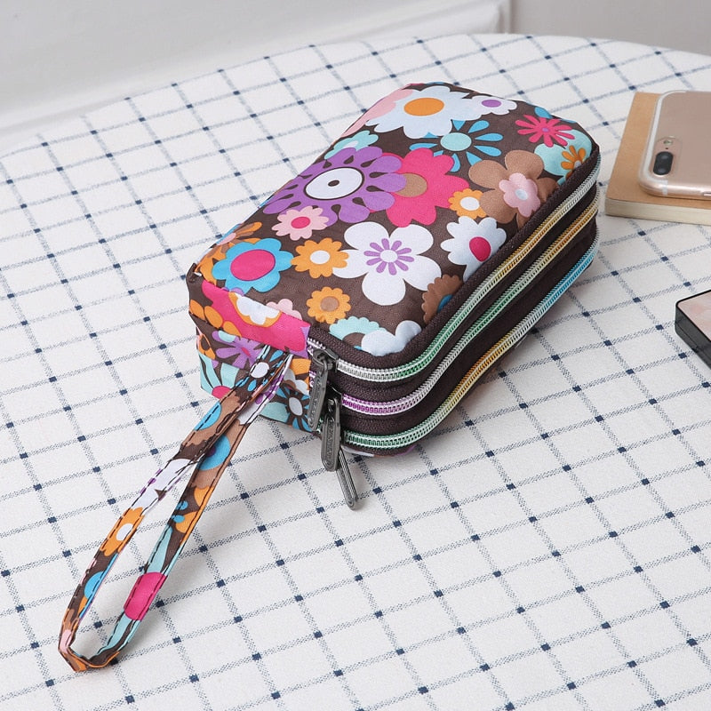 Three-layer Print Canvas Long Wallet