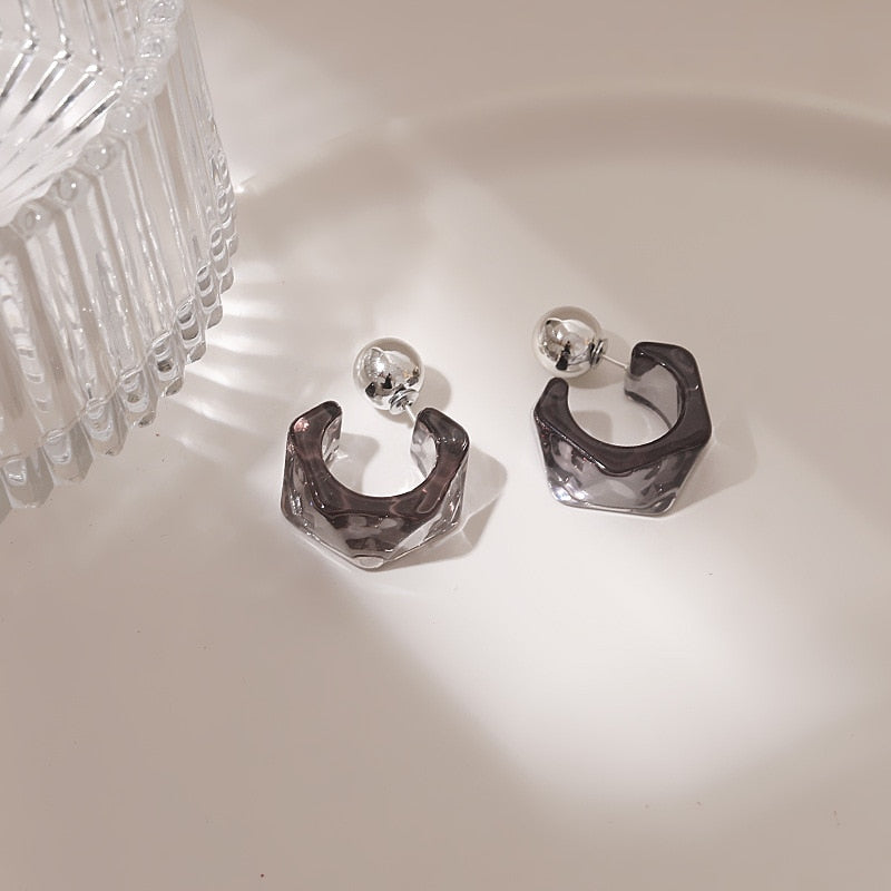 Korean Geometry Metal Earrings For women