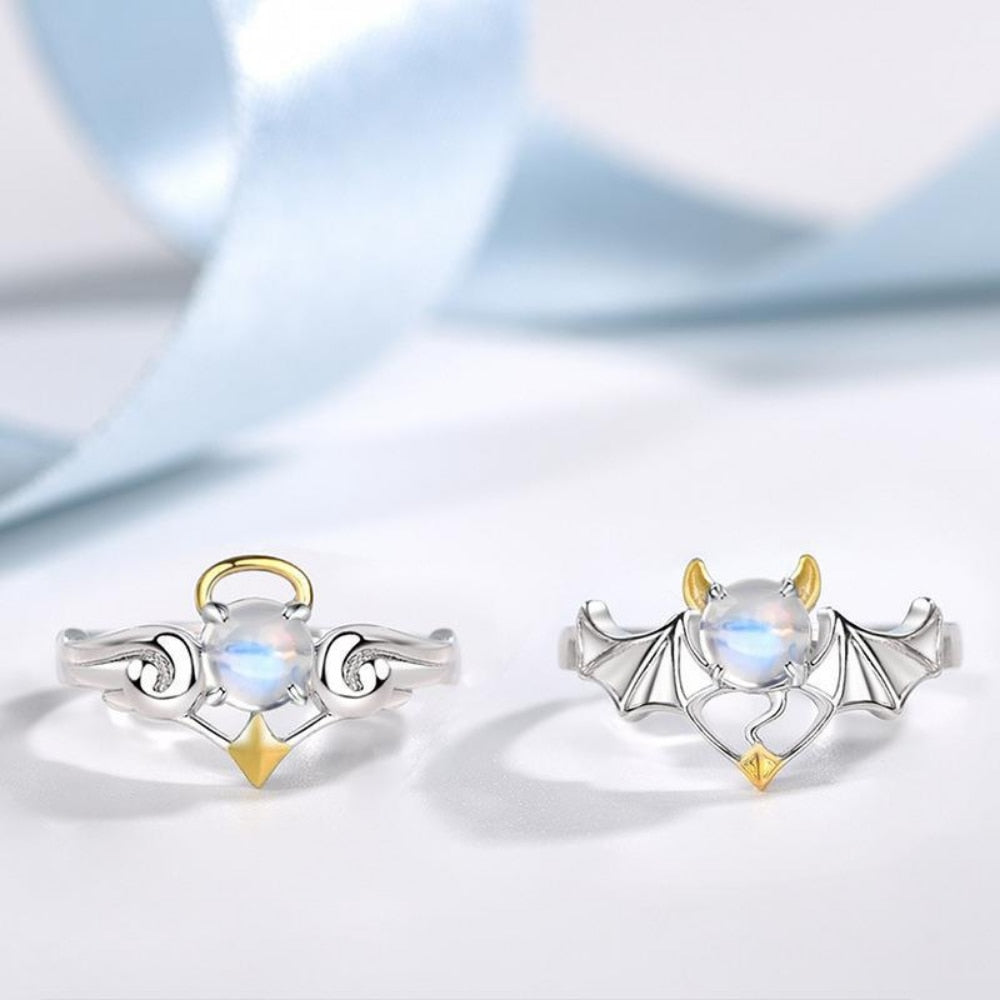 Two-color Angel and Devil Wings Couple Ring