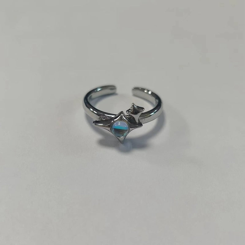 Opal Irregular Natural Stone Ring With White Opal Hollow Ring