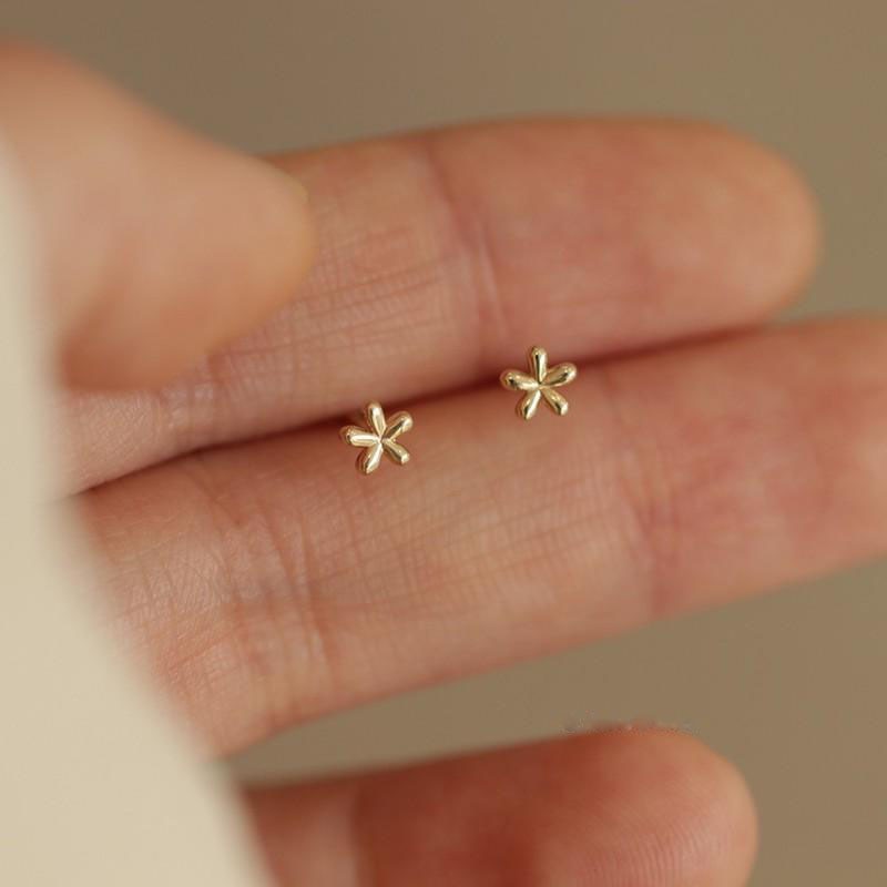 925 Sterling Silver Crystal Four-Pointed Star Earrings