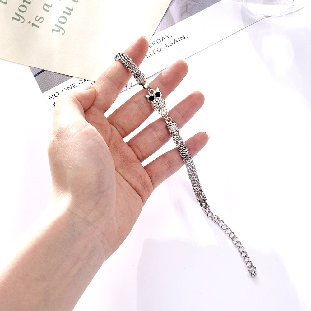 Rhinestone Infinity Pendant Charm Bracelet