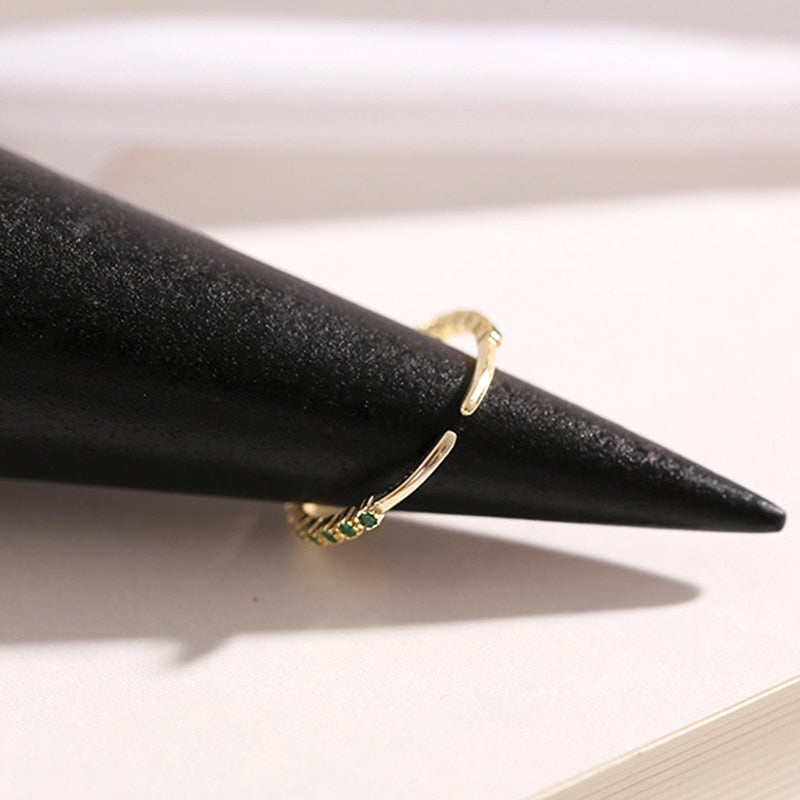 Trendy Fine 14k Real Gold Emerald Opening Rings