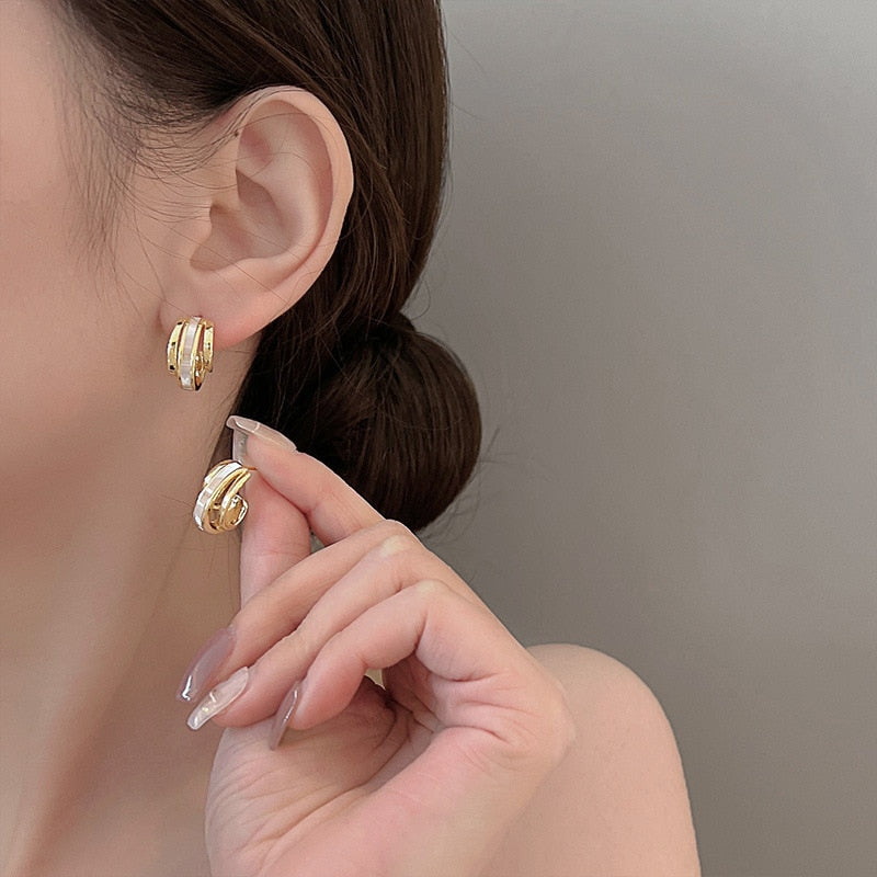 LATS Irregular U-shaped Gold Color Earrings