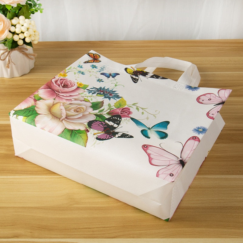Flower Print Grocery Non-woven Fabric Shopping Bag