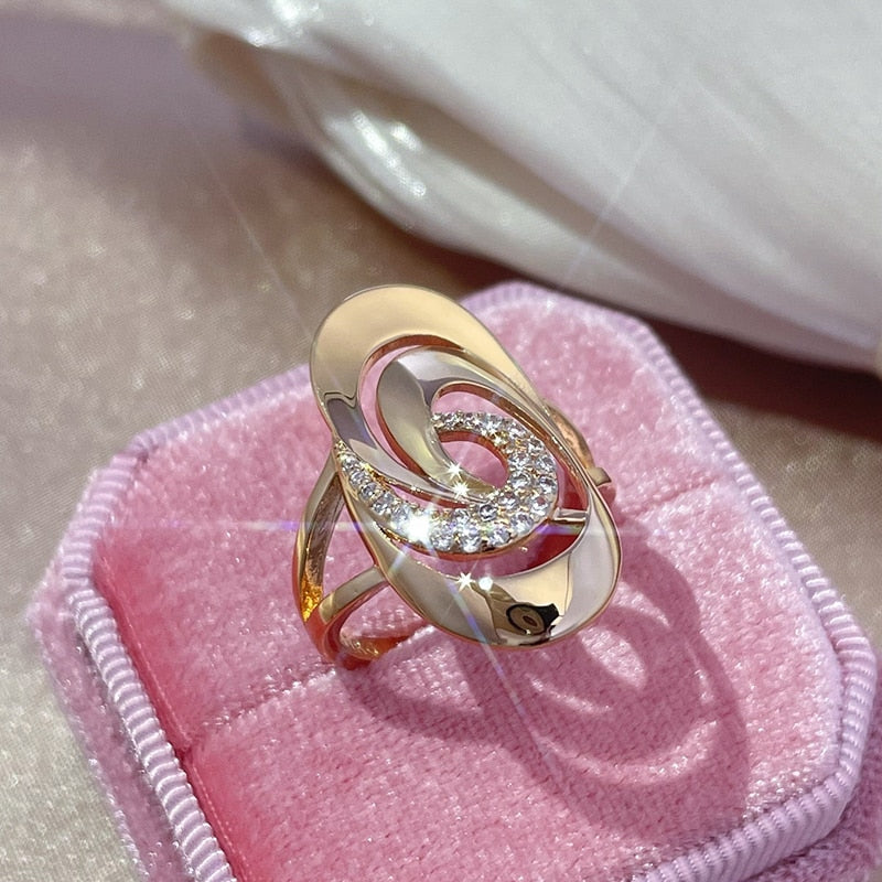 Rose Gold Big Natural Zircon Ring